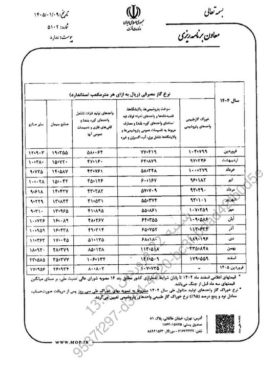 قیمت خوراک گاز پتروشیمی